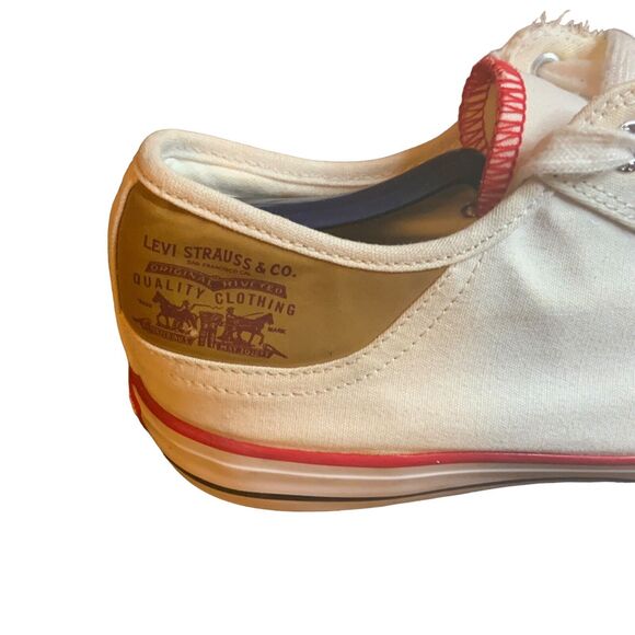 Levi's Canvas Shoes Men Size 12 White Lace Up Sneakers 719717 - Picture 3 of 10